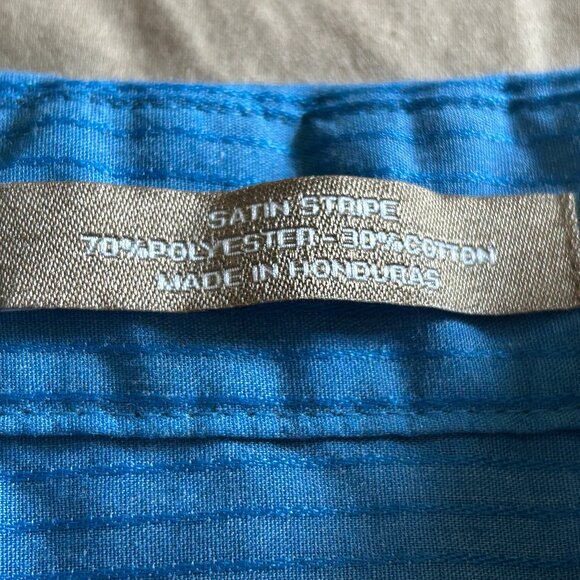 Van Heusen Mens Fitted Satin Stripe 70% Poly 30% Cotton Ocean Blue Dress Shirt - Picture 11 of 13